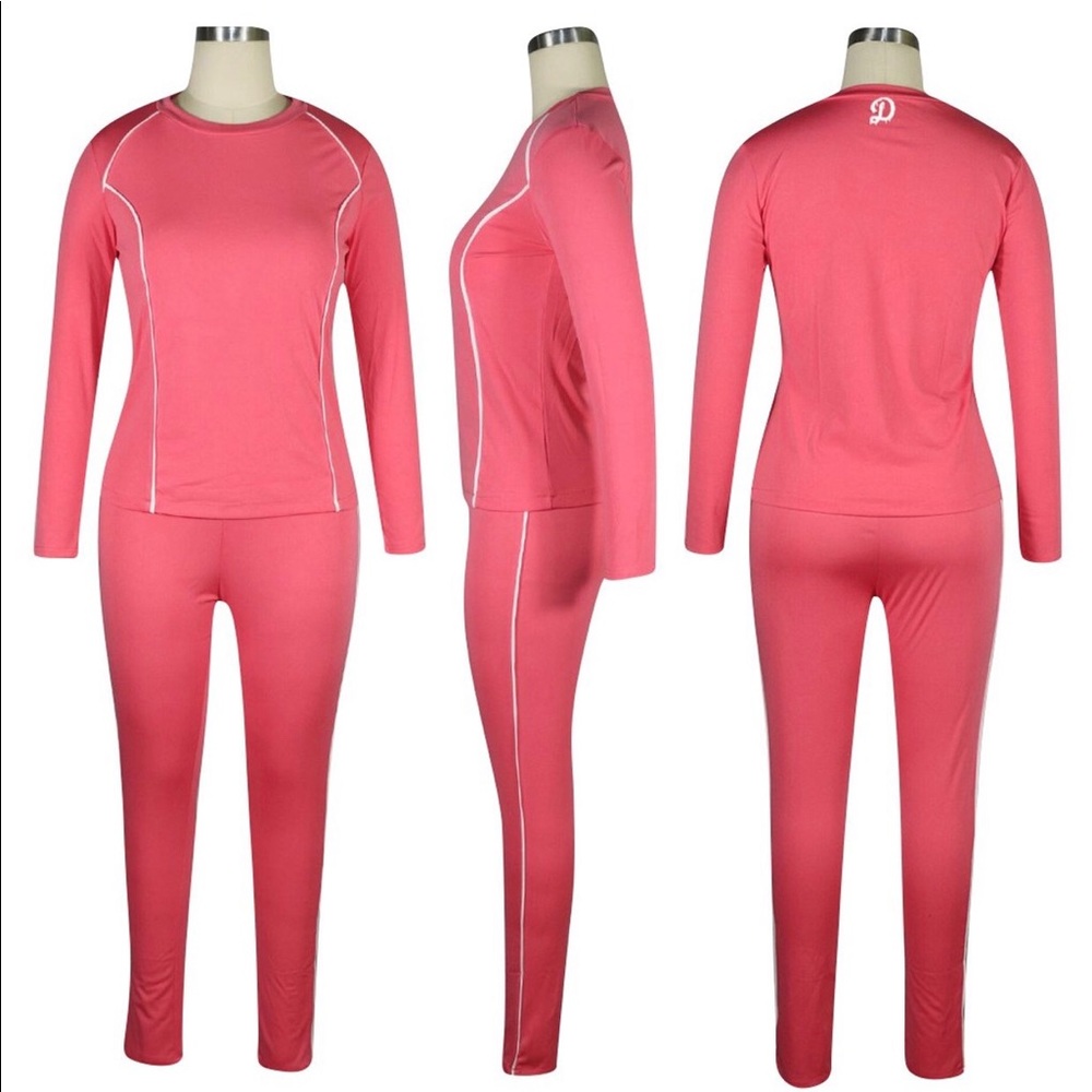 Pink Two Piece Tracksuit Pants Set